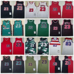 MVP 남자 23 Michael Basketball Jerseys 올스타 MJ Mike Sport Shirts 분할 반 최고 품질의 레트로 스티치 레드 화이트 흑인 팀 남자 1997 1998 1991 1992 1993