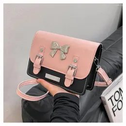 Shopping Bags Small Square Bag Women'S 2024 Fashion Cute Girl Bow Personalized Adjustable Single Shoulder Strap Crossbody Handbag