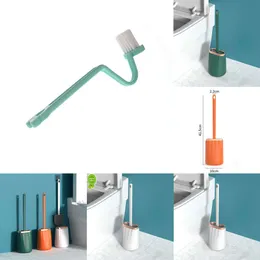 Bathroom Toilet Brush No Dead Ends Cleaning Brush Silicone Soft TPR Brush Head Water Leak Proof with Base Modern WC Accessories