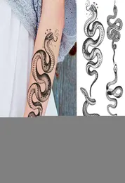 Black Snake Forearm Temporary Tattoos For Women Adult Men Serpent Moon Realistic Fake Tattoo Stylish Water Transfer Tatoos Paper 08004677