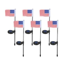 US Flag Solar Powered Garden Stake Light American Flag Pathway Lights Solar Flag Lights with Metal Pole Stake8431578