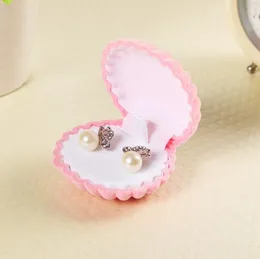 Schöne Muschelform Schmuckschachtel Hochzeit Verlobungsringbox für Ohrringe Halskette Armband Charme Display Geschenkhalter