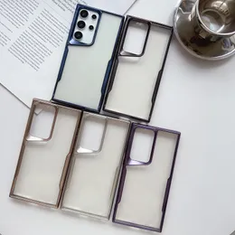 Moda Blade Buzlu Krom Yumuşak TPU Kılıfları Samsung S24 Ultra S23 Plus S23 Fe Lüks Kristal Açık Şeffaf Mat Metalik Cep Telefonu Arka Kapak