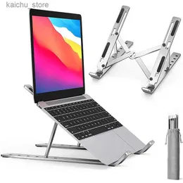 Andra datorkomponenter Aluminiumlegering Laptop Stand Justerbar vikbar bärbar bärbar datorstativ Lyft och kylstativ Anti Slip Y240418