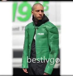 French Brand Fashion Men's Designer Green Black New Spring Men Woman Faux Leather Jacket Vintage Short Lapel Zipper Coats Fashion Streetwear Tops