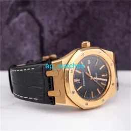 Audemar Pigue Men's Watch Trusted Luxury Watches Audemar Pigue Royal Oak 18K Rose Gold "Jumbo" 39mm Schwarzes Ziffernblatt Funyu