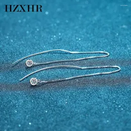 Dangle Küpe Pentientes de Plata Ley 925 Borla Basit Para Mujer Bolso Redondo 10 Puntos Moissanite