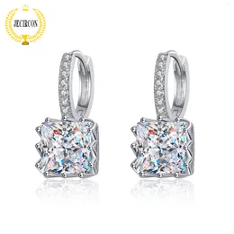 Orecchini a pennello Jecircone Women 925 Sterling Silver 2/4 Carat Squre Moissanite Drop PT950 Gioielli per le orecchie del matrimonio in oro