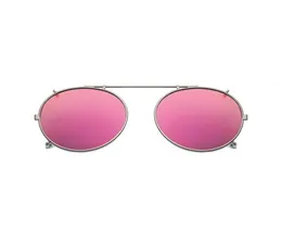 Поляризованный круглый зажим на солнцезащитных очках Unisex Pink Covert Mirror Sun Glasses Пеляние металлический овальный оттенок на очках UV4003726299