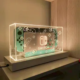 스피커 RGB Nintendo Switch OLED 보호 커버 보호 슬리브 아크릴 디스플레이 박스 쉘 게임 액세서리를위한 명확한 먼지 덮개