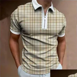 Herren Polos Plus Size M 3xl Brand Herren Shirt Hochqualitätskonplaid Kurzarm Brands Trikots Sommermenschen 220614 Drop -Lieferkleidung DHK5Z