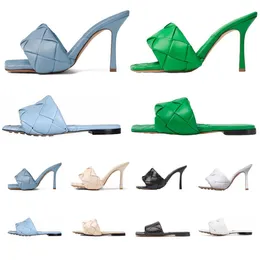 Sandals Lido Sandals Slippers Женская дизайнерская одежда для туфли сплетен мулы плоские слайды Intercciato Nappa Square Sules свадебные зеленые высокие каблуки тонкие насосы Flip Flops обувь
