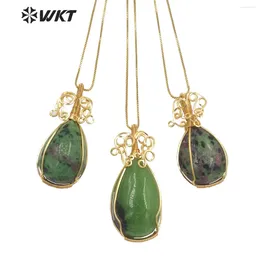 Pendenti wt-n1450 wkt 2024 stile attraente ruby zoisite18k collana a forma di ellisse sogno adorabile regalo