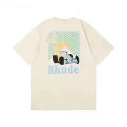 メンズTシャツrhudeシャツTshitレタープリントTシャツカップル男性と女性のためのTシャツコットンルースサマーシャツ幅広いスタイルオプションTシャツUSサイズS-XXXL 3809