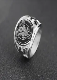 Officers United States Marine Corps USMC Ring US Navy USN Military Army Anchor Brandman herrring rostfritt stål smycken5638654