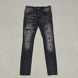 Herren Jeans lila Marke Designer Männer Frauen Loch High Street Denimhose Schwarzes Etikett getönte Reparatur niedrig heben Sie dünne