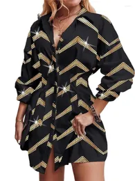 Lässige Kleider 2024 Frühling Frauenkleid Schwarze Lappel -Strickjacke Single Breasted Long Sleeve Office Ladies Rock Vestidos de Brilllo Fiesta