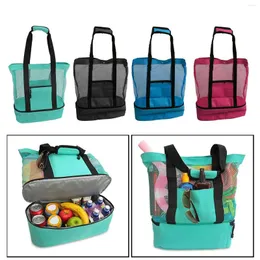 Aufbewahrungstaschen großer Mesh Strandkühlertasche Outdoor Camping Picknick Getränk Food Tte Wärme Isolierung Lunchbox