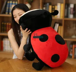 Dorimytrader 60cm Big Lovely Anime Ladybird Plush Doll Soft Black and Red Worm Pillow Doll Animal Toy Present gåva för barn DY611911108