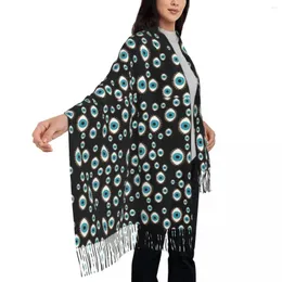 Scarves Ladies Scarf Outdoor Evil Eye Print Head With Long Tassel Greek Mati Mataki Y2k Funny Shawls Wrpas Winter Bufanda Mujer