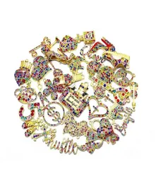 35pcs liga de jóias Charms com ouro banhado e colorido shinestone mixed deliced ajuste para women7556477