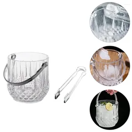 Бутылки для хранения 1 набор 2PCS Ice Bucket и Clip Contable Portable (прозрачный)