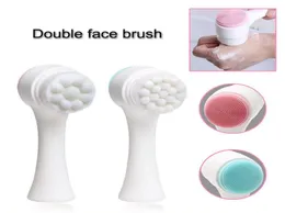 Double Side Silicone Facial Cleanser Brush Portable Vibration Massager for body and face skin care3616853