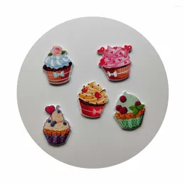 Flaskor anländer blandad söt frukt glass kopp planar plast dessert cupcake flatback cabochons för scrapbooking dekor