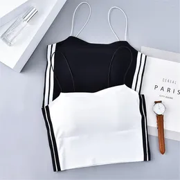 Camisoles Tanks 2024 Fashion Women White/Black Spaghetti Strap Crop Top Sexy Bodycon 민소매 카미 튜브 Basic Plain Camisole