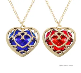 Game anime The Zelda Legend Jewelry Hallow Gold Frame Acrilic Heart Necklace Women Colane Long Chain Penderts Colar9111289