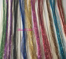 11 pacotes de 60 fios por lote 11 opções de cores Bling Rainbow Silk Hair Tinsel Extentntion9296028