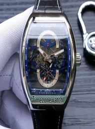 Nowy Saratoge Vanguard S6 Yachting V45 S6 stalowa szkielet szkielet niebieska tarcza automatyczna męska zegarek skórzany pasek gentus zegarki Time9870034