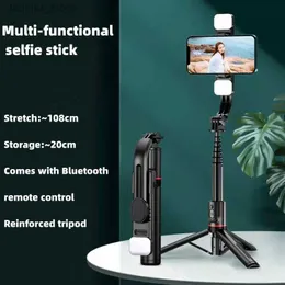 Monopodi selfie L13D Bluetooth Selfie Stick 1160mm Extended Versione wireless Smart Stick Tripod Porta del telefono per Android iOS Y240418