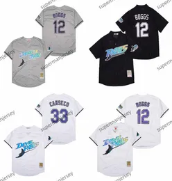 Vintage Devil Rays Baseball Jersey 12 Wade Boggs 33 Jose Canseco 3 Evan Longoria 5 Wander Franco 29 Fred McGriff Tony Saunders 39 Hernandez 13 Crawford White Gray Gray