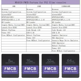 Kort gratis MCBOOT v1.966 Fortuna SD -kortadapter 8MB /16MB /32MB /64MB minneskort kompatibelt med PS2 Slim /Fat Game Console