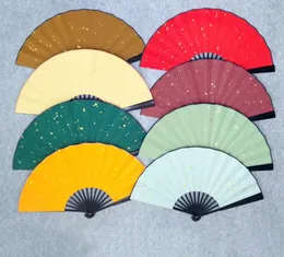 装飾的な置物Batik Rainbow Large Xuan Paper Fans Chinese Bamboo Folding Hand Fan DecorationDIYパーソナライズされた書道絵画