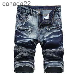 Mens Streetwear Biker Denim Shorts Bermuda Fashion Vintage Men Ripped Hole Hip Hop Straight Jeans Plus Summer Summer 0C0W