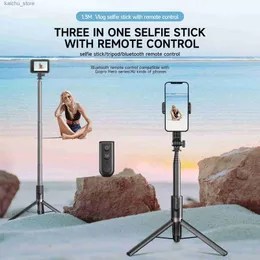 Selfie monopods telesin 1.3 m vlog selfie stick stativ för GoPro Hero Insta 360 DJI actionkamera för smartphone med trådlös Bluetooth -fjärrkontroll Y240418