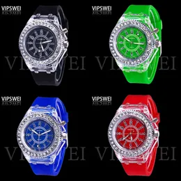 Luminoso diamond watch USA Fashion Trend Men Woman Orologi Amante Colore LED Light Jelly Silicone Geneva Student Owatch Coppia Coppia Kids Gift ES ES