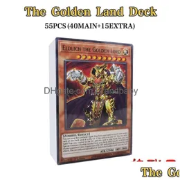 Giochi di carta Master Duel Yu Gi OH Board Game 55 PCS/Set Yuh Cards Eldlich Eldland Deck English Version giocando con Tin Box 220713 Drop Dhh4u