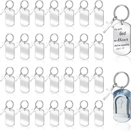 Keychains 30 pcs 조각 가능한 금속 키 체인 블랭크 스탬핑 스테인리스 스틸 블랭크 키 링 태그 구멍 내구성