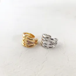 Mais recente anel de zircão de ouro elegante e luxuoso para mulheres em ocasião especial em estilo europeu anel aberto com diamante embutido faz seu dedo Shinny
