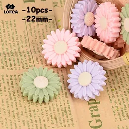 lofca daisy 10pcsシリコンビーズヒマワリかわいい食品グレードティザーアフリーベイビートイチェーンアクセサリー240407