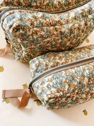 Belt Baby Diaper Bag Lemon Floral Print Cotton Newborn Nappy Storage Bags for Baby Diapers Pouch Organizer Baby Care Bags
