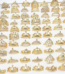 Wins in argento in argento da 25 pezzi d'oro intero da donna in argento plotato crown anelli di gioielli di moda strass di strass per la moda mix di stili di zecca nuovo anello nuziale275p6561852