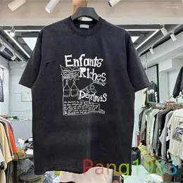 Men's T Shirts ERD Creative Letter Slogan Perforated T-shirt Men Women High Quality Washed Old Shirt Streetwear Vintage Casual Tops Tee