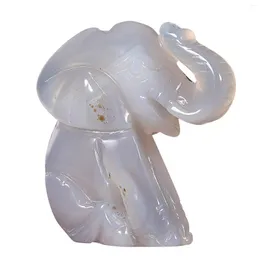 Jewelry Pouches TUMBEELLUWA Natural Agate Stone Elephant Figurine Statue Hand Carved Crystal Sculpture Art Crafts For Home Office Decoration