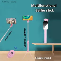 Selfie Monopods Roreta New Foldable اللاسلكي selfie Stick Trans مع مصراع Bluetooth و Monopod ثلاثي الأبعاد من الفولاذ المقاوم للصدأ لجميع الهواتف Y240418