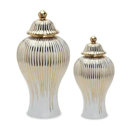 Керамический свет роскошные гальванические банки общие банки в европейском стиле цветочные вазы декоративные декоративные резервуары для хранения