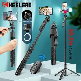 Selfie Monopods L16 1530 mm bezprzewodowe selfie Statyw Strep Stand Składany monopod dla kamerów akcji GoPro Smartfony Bilans Silne strzelanie na żywo Y240418